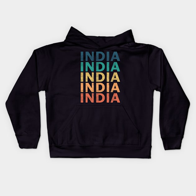 India Name T Shirt - India Vintage Retro Name Gift Item Tee Kids Hoodie by henrietacharthadfield